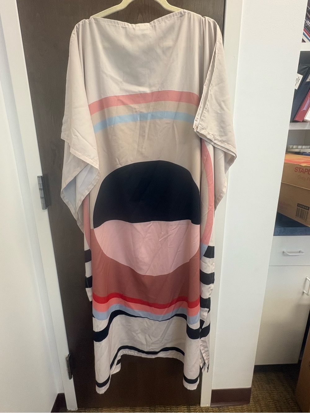 Light Beige Women's caftan kimono with graphic print - one Size - Picture 3 of 3